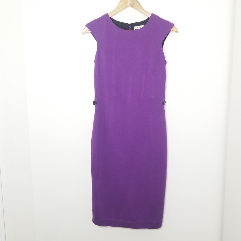 Precis Petit Purple Coquette Cap Sleeve Dress Preppy Business Causal Lined NWOT